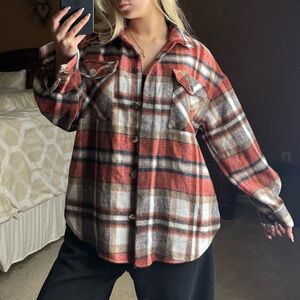 Plaid Button-Up Jacket